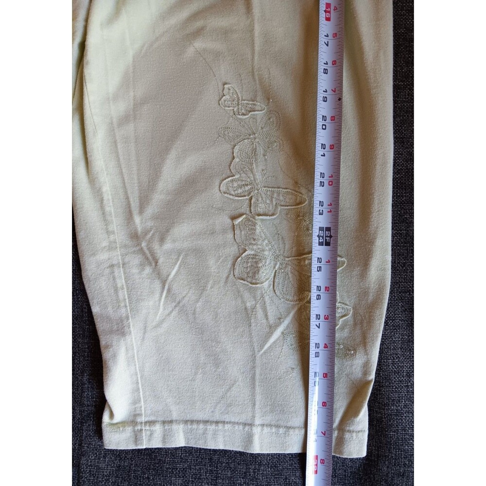 Pants 2XL Womans Light Melon Green Casual Yoga Capris Butterfly Elastic Waist - Picture 5 of 8